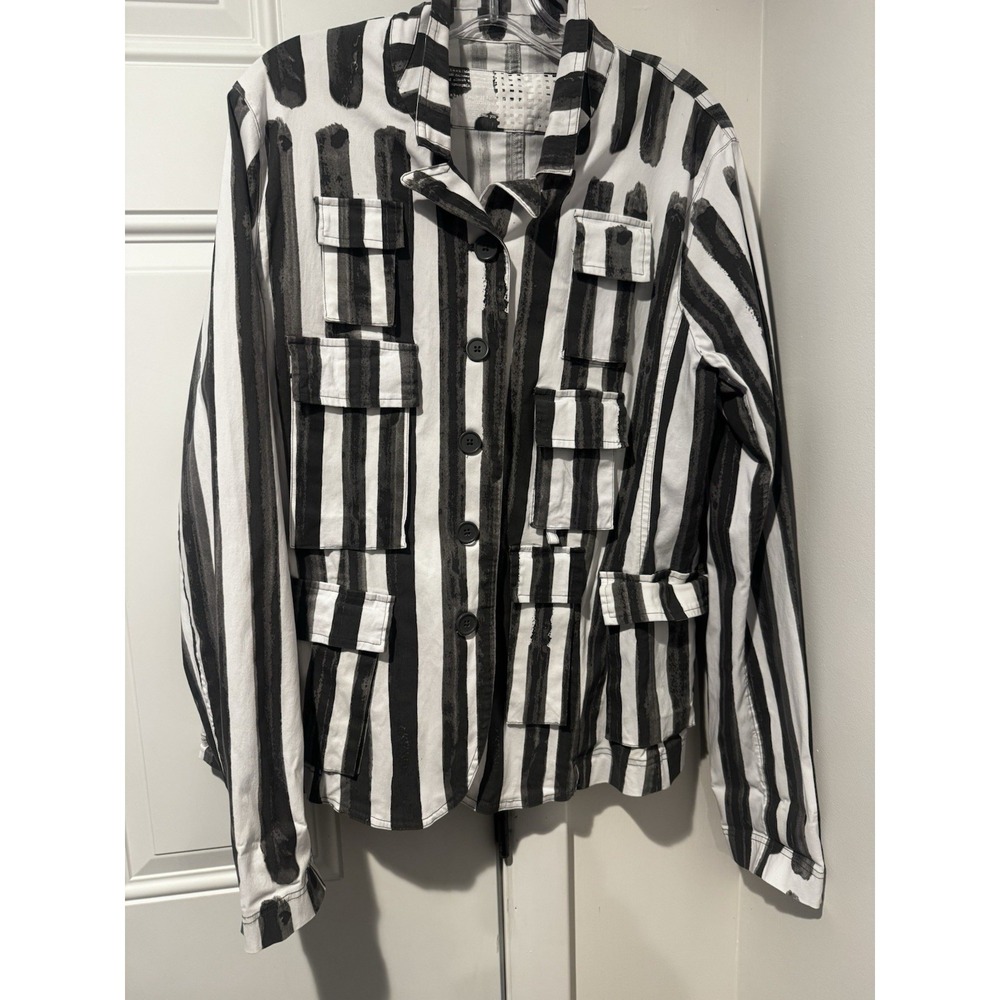 Rundholz Women's Black White Jacket Utility Pockets L Black Label Avant Garde